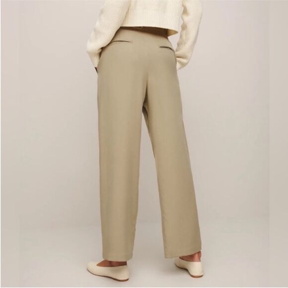 Reformation Mason High Waisted Wide Leg Trouser Pants in light Khaki 12 - Picture 4 of 6